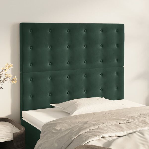 vidaXL T&ecirc;te de lit Vert fonc&eacute; 100x5x118/128 cm Velours