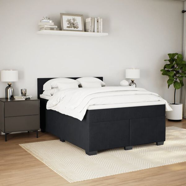 vidaXL Sommier &agrave; lattes de lit avec matelas Noir 140x190 cm Velours