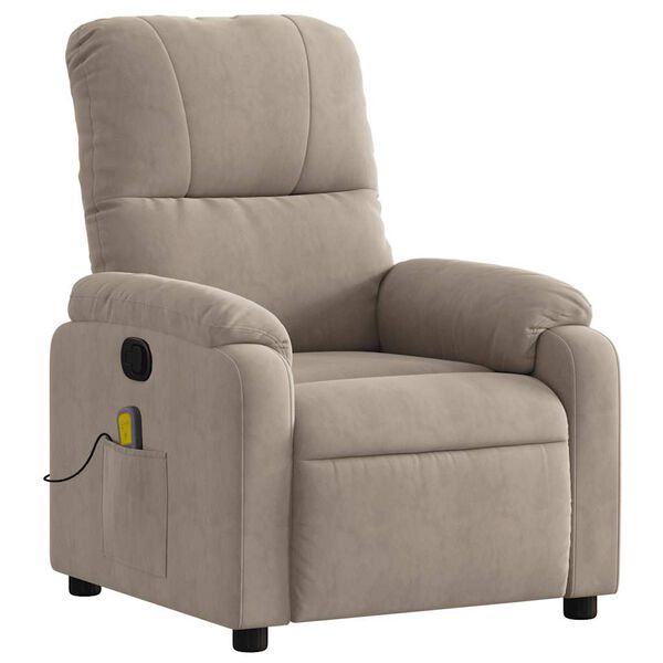 vidaXL Fauteuil inclinable de massage taupe tissu microfibre
