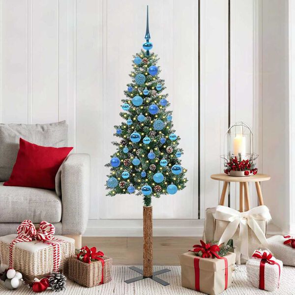 vidaXL Sapin de No&euml;l mince Vert 150 cm PVC et bois de pin massif