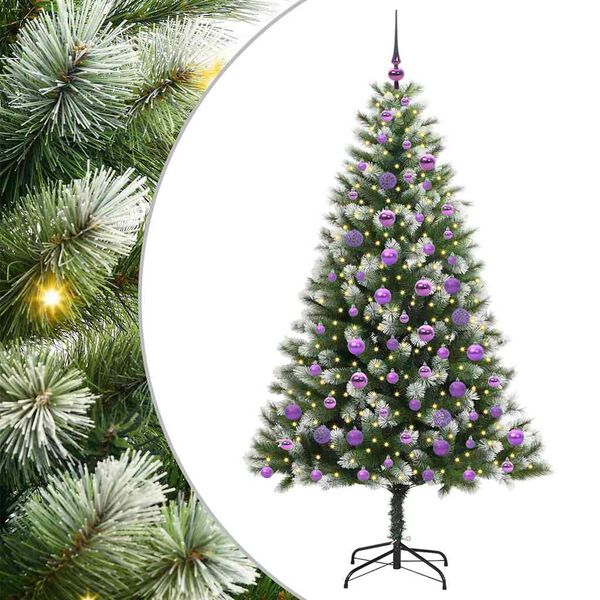 vidaXL Sapin de No&euml;l artificiel &agrave; charni&egrave;re avec neige en flocons