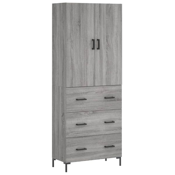 vidaXL Buffet haut Sonoma gris 69,5x34x180 cm Bois d'ing&eacute;nierie