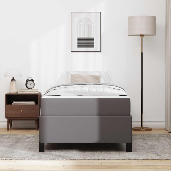 vidaXL Cadre de lit avec matelas Gris 80 x 200 cm tissu