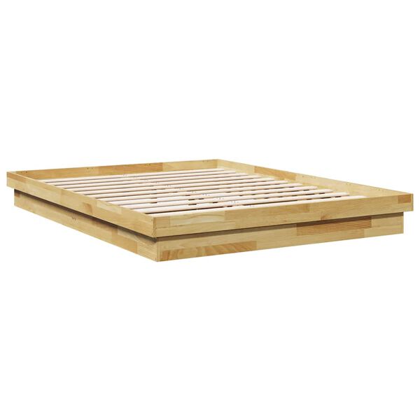 vidaXL Cadre de lit sans matelas 135x190 cm bois massif de ch&ecirc;ne