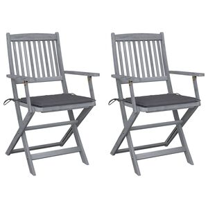 vidaXL Chaises pliables d'ext&eacute;rieur lot de 2 et coussins Bois d'acacia