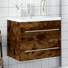 vidaXL Armoire lavabo de salle de bain avec bassin int&eacute;gr&eacute; ch&ecirc;ne fum&eacute;
