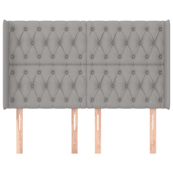 vidaXL T&ecirc;te de lit avec oreilles Gris clair 163x16x118/128 cm Tissu