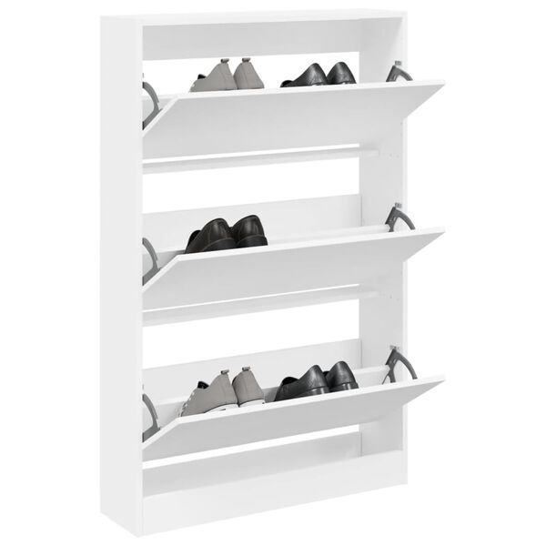 vidaXL Armoire &agrave; chaussures blanc 80x21x125,5 cm bois d'ing&eacute;nierie