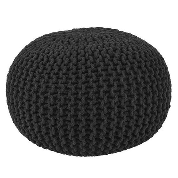 LABEL51 Pouf tricot&eacute; Coton M Noir