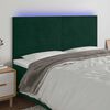 vidaXL T&ecirc;te de lit &agrave; LED Vert fonc&eacute; 160x5x118/128 cm Velours