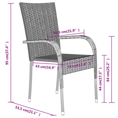 vidaXL Ensemble à manger de jardin 3 pcs Marron et noir