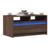 vidaXL Table basse avec lumi&egrave;res LED ch&ecirc;ne marron bois d'ing&eacute;nierie