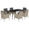 vidaXL Ensemble &agrave; manger de jardin et coussins 7 pcs gris clair rotin