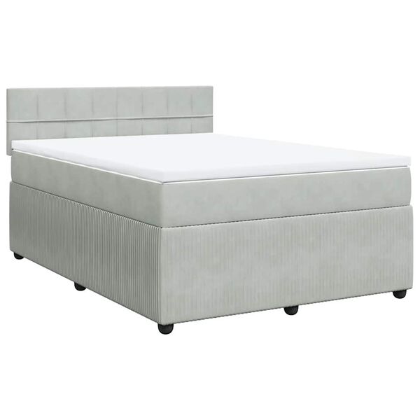 vidaXL Sommier &agrave; lattes de lit et matelas Gris clair 140x190cm Velours