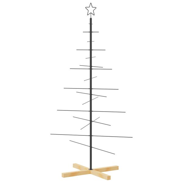vidaXL Arbre de No&euml;l en m&eacute;tal avec base en bois noir 150 cm