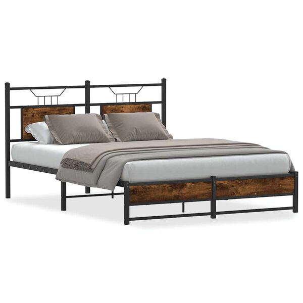 vidaXL Cadre de lit sans matelas ch&ecirc;ne fum&eacute; 150x200 cm bois ing&eacute;nierie