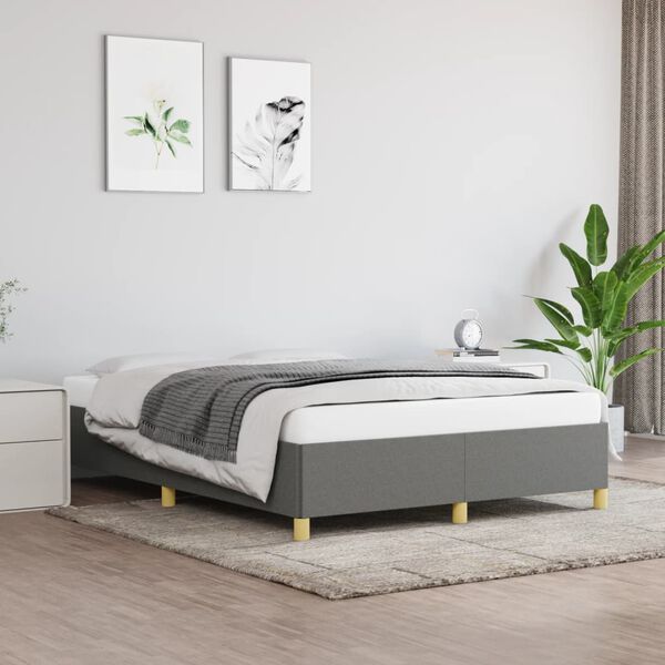 vidaXL Cadre de lit sans matelas gris foncé 140x190 cm tissu