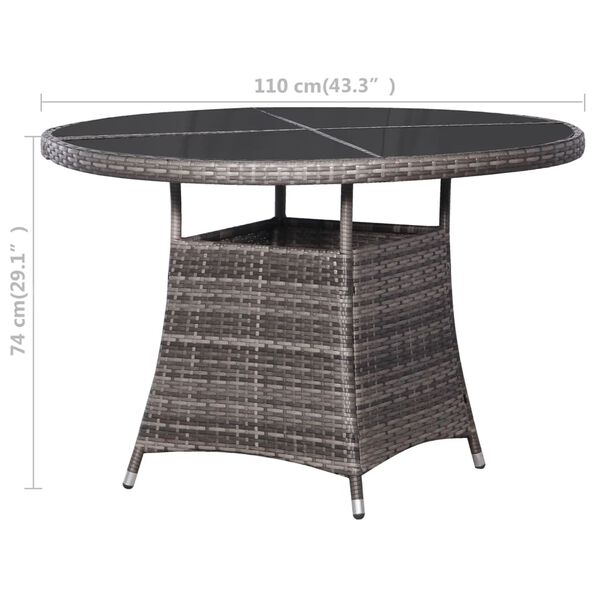 vidaXL Table de jardin gris &Oslash;110x74 cm r&eacute;sine tress&eacute;e