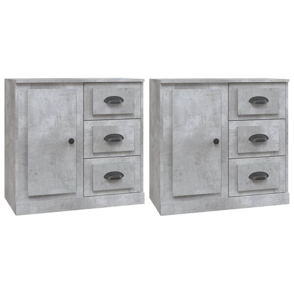 vidaXL Buffets 2 pcs gris b&eacute;ton bois d'ing&eacute;nierie
