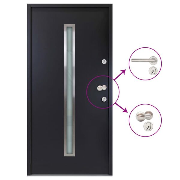 vidaXL Porte d'entr&eacute;e aluminium anthracite 90x200 cm