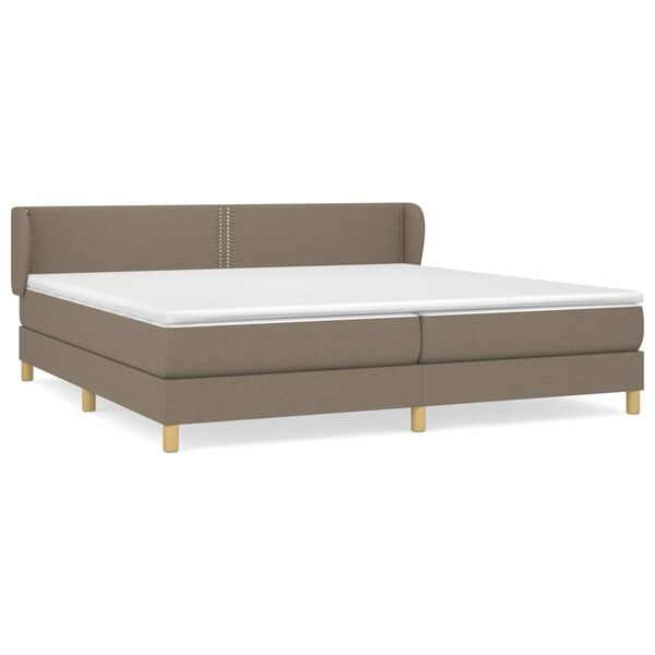 vidaXL Sommier &agrave; lattes de lit avec matelas Taupe 200x200 cm Tissu