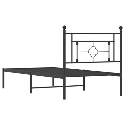 vidaXL Cadre de lit métal sans matelas avec tête de lit noir 90x190 cm