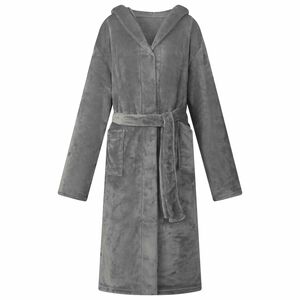 vidaXL Peignoir avec capuche Gris fonc&eacute; s Flanelle