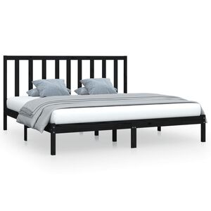 vidaXL Cadre de lit sans matelas noir bois massif de pin 200x200 cm