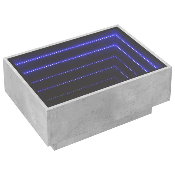 vidaXL Table basse avec LED gris b&eacute;ton 70x50x30 cm bois d'ing&eacute;nierie