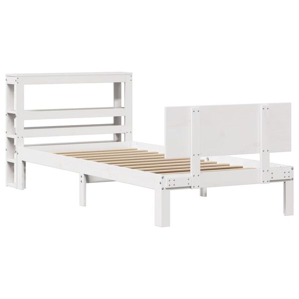 vidaXL Cadre de lit avec tête de lit sans matelas blanc 75x190 cm