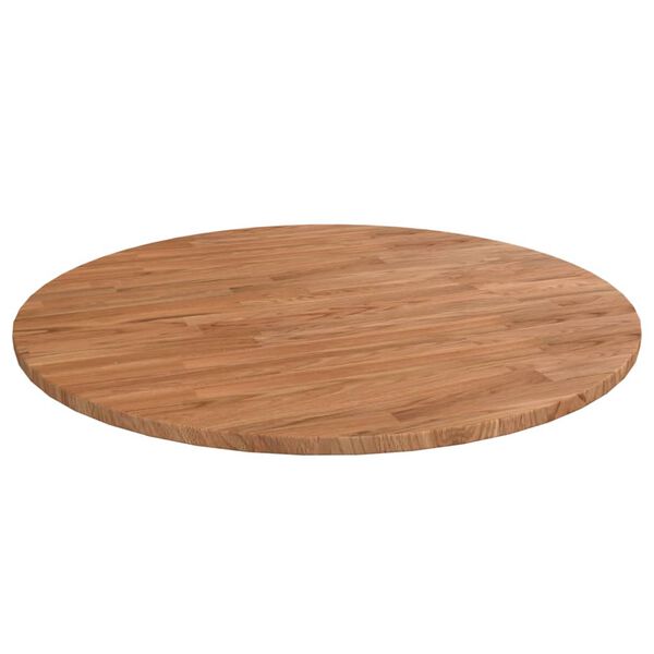 vidaXL Dessus de table rond Marron clair &Oslash;80x1,5 cm Bois ch&ecirc;ne trait&eacute;