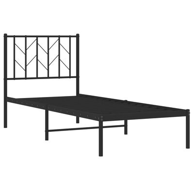 vidaXL Cadre de lit métal sans matelas avec tête de lit noir 75x190 cm