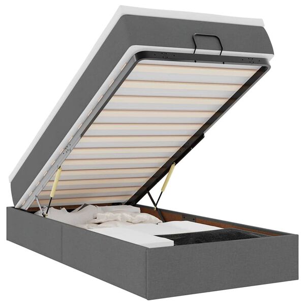 vidaXL Cadre de lit ottoman avec matelas gris fonc&eacute; 90x190 cm tissu