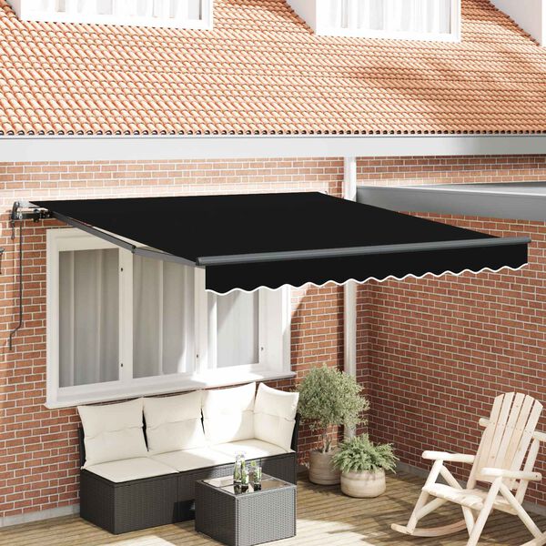 vidaXL Auvent R&eacute;tractable Noir 300 x 250 cm Tissu et Aluminium