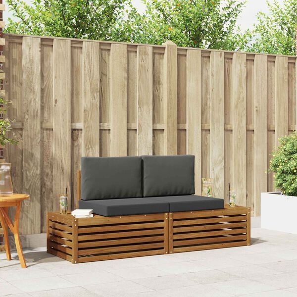 vidaXL Ensemble de canap&eacute;s d'ext&eacute;rieur 2 Pi&egrave;ce Naturel et Anthracite