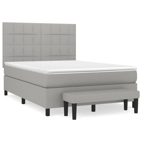 vidaXL Sommier &agrave; lattes de lit avec matelas Gris clair 140x200cm Tissu