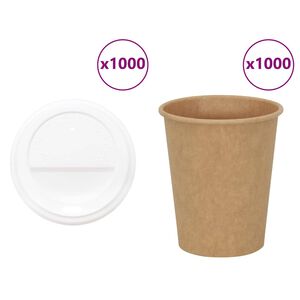 vidaXL Tasses &agrave; caf&eacute; en papier avec couvercles 1000 pcs 8oz 200ml