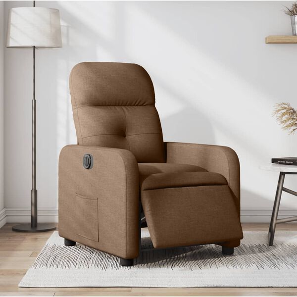vidaXL Fauteuil inclinable &eacute;lectrique Marron Tissu