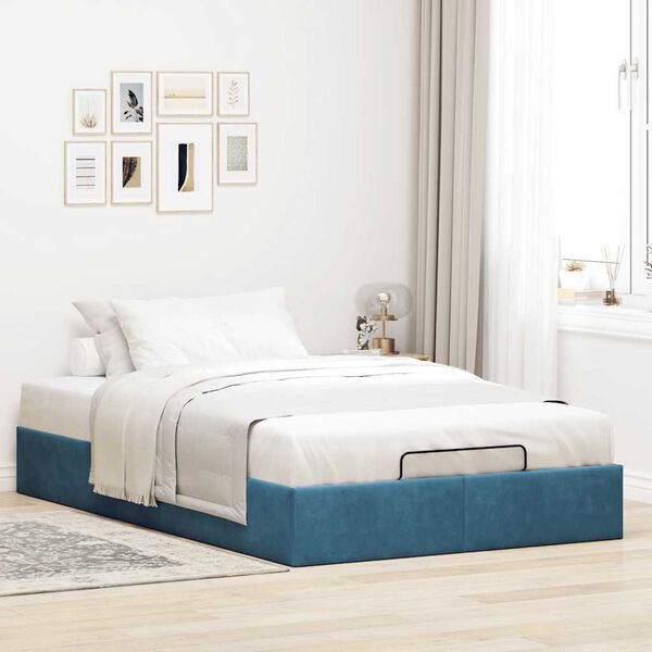 vidaXL Cadre de lit ottoman sans matelas bleu foncé 120x200 cm velours