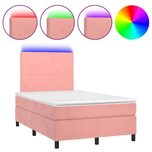 vidaXL Sommier &agrave; lattes de lit et matelas LED Rose 120x200 cm Velours