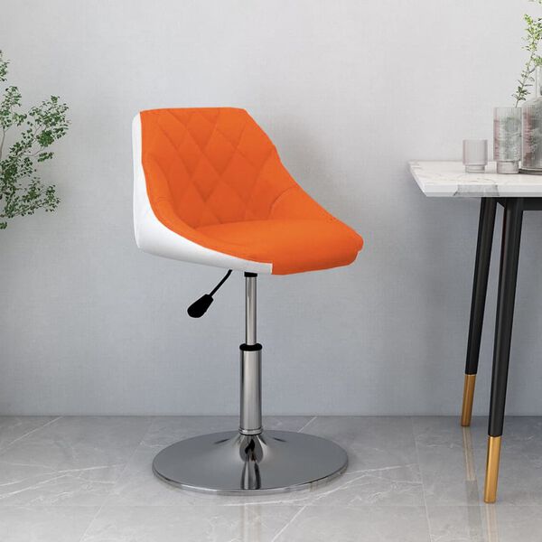 vidaXL Tabouret de bar Orange et blanc Similicuir