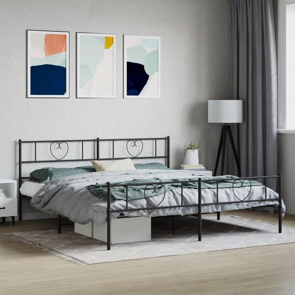 vidaXL Cadre de lit m&eacute;tal sans matelas avec pied de lit noir 180x200cm