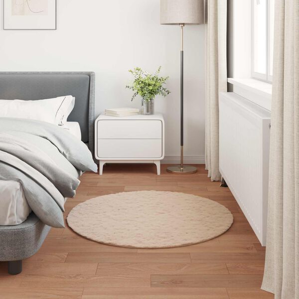 vidaXL Tapis en Fourrure Synth&eacute;tique de Lapin Olite Taupe &Oslash; 120 cm