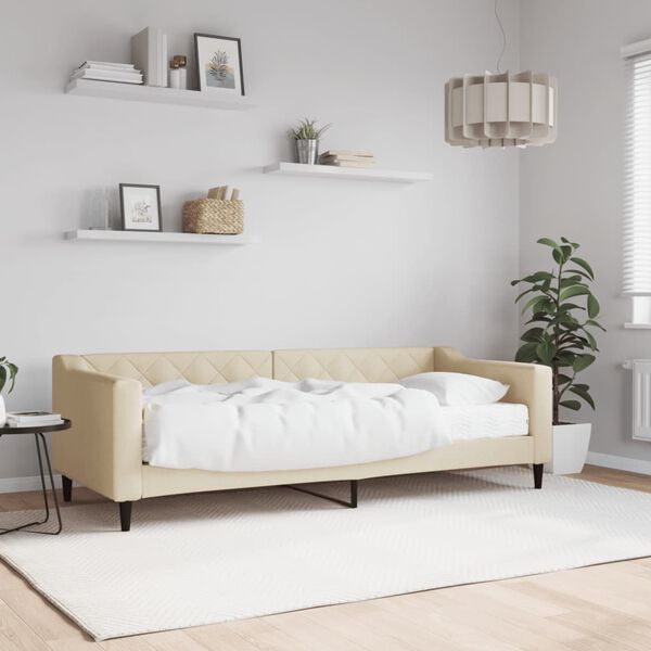 vidaXL Lit de jour avec matelas crème 80x200 cm tissu