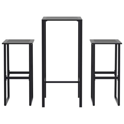 vidaXL Ensemble de bar de jardin 3 pcs noir acier enduit de poudre