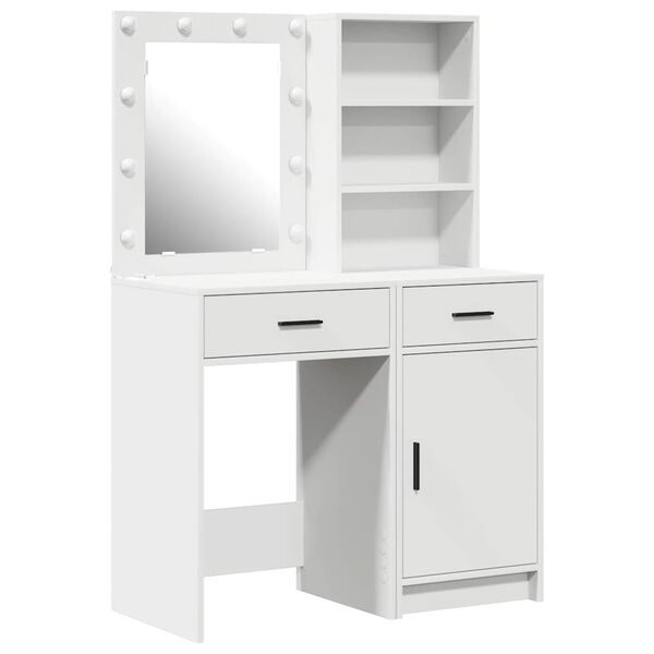 vidaXL Ensemble de table de maquillage avec LED avec porte 2 pcs Blanc