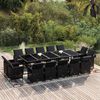 vidaXL Ensemble &agrave; manger de jardin coussins 15 pcs R&eacute;sine tress&eacute;e Noir