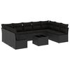 vidaXL Salon de jardin 10 pcs avec coussins noir r&eacute;sine tress&eacute;e