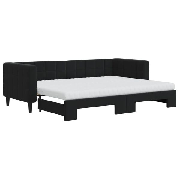 vidaXL Lit de jour avec lit gigogne et matelas noir 80x200 cm velours
