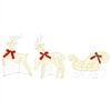 vidaXL Renne de No&euml;l avec tra&icirc;neau 3 pc 60 LED Blanc chaud